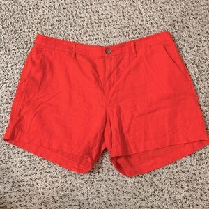 Old Navy orange linen chino style button front shorts - mid thigh length